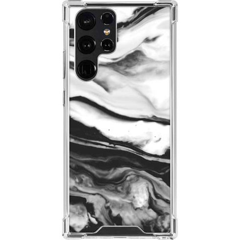 Black and White Marble Ink Galaxy S24 Ultra Clear Case