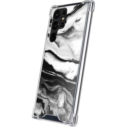 Black and White Marble Ink Galaxy S24 Ultra Clear Case