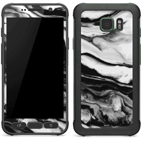 Black and White Marble Ink Galaxy S7 Active Skin