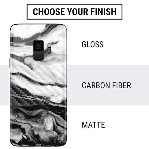Black and White Marble Ink Galaxy S9 Skin