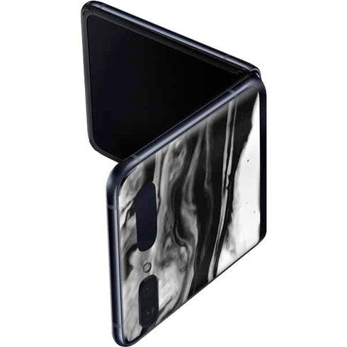 Black and White Marble Ink Galaxy Z Flip Skin