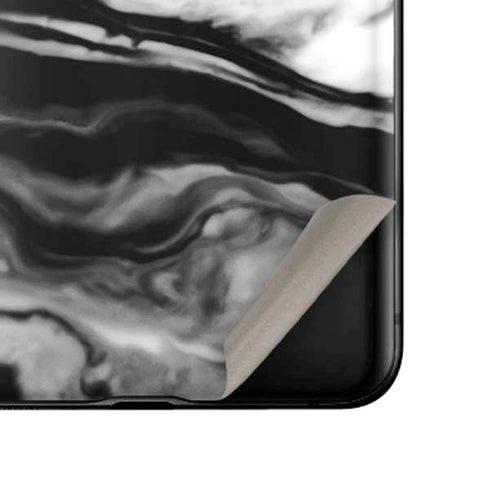 Black and White Marble Ink Galaxy Z Flip Skin