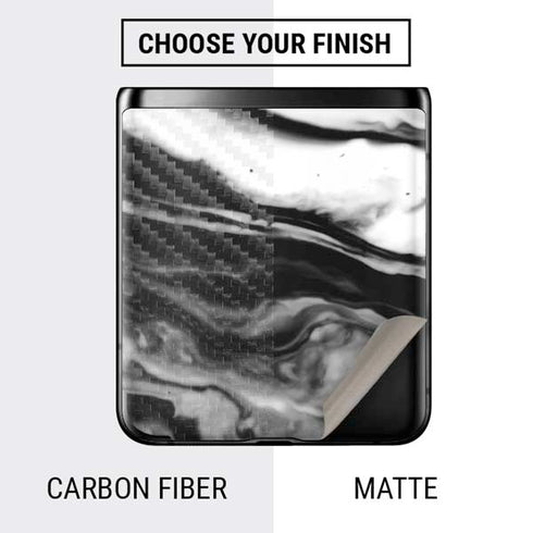 Black and White Marble Ink Galaxy Z Flip Skin