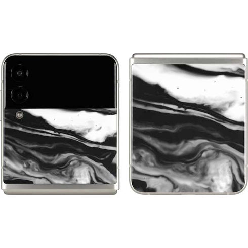 Black and White Marble Ink Galaxy Z Flip3 5G Skin