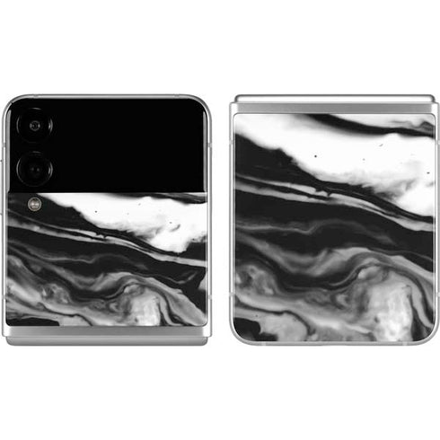 Black and White Marble Ink Galaxy Z Flip4 5G Skin