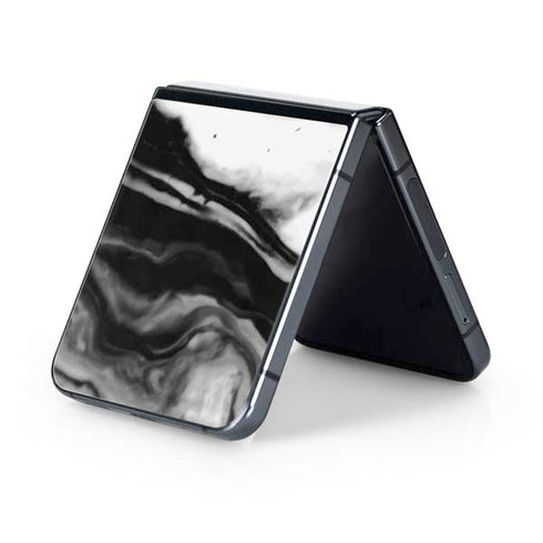 Black and White Marble Ink Galaxy Z Flip5 5G Skin