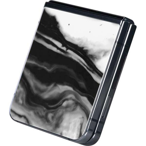 Black and White Marble Ink Galaxy Z Flip5 5G Skin