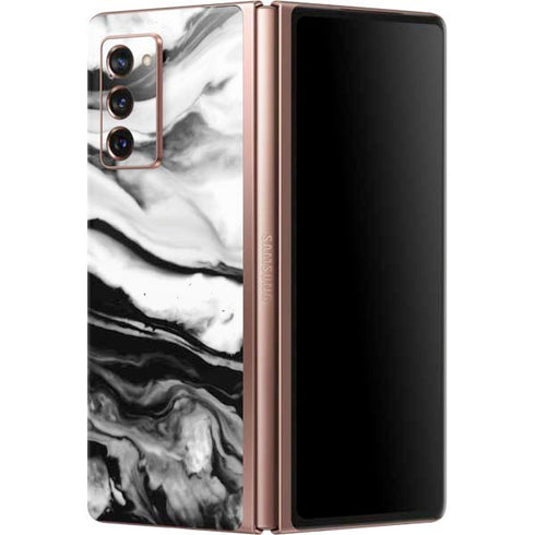 Black and White Marble Ink Galaxy Z Fold2 5G Skin