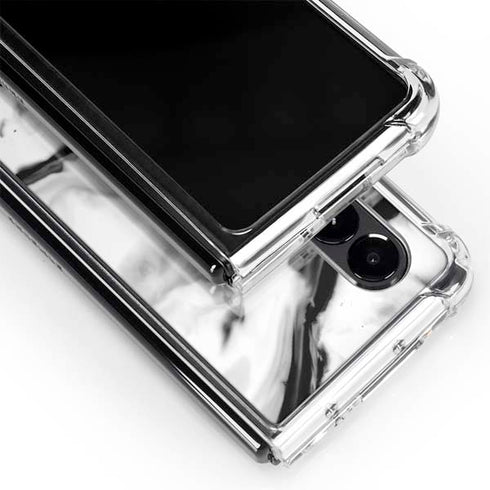 Black and White Marble Ink Galaxy Z Fold4 5G Clear Case
