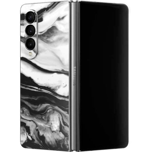 Black and White Marble Ink Galaxy Z Fold4 5G Skin