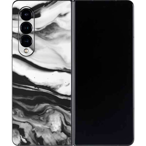 Black and White Marble Ink Galaxy Z Fold4 5G Skin