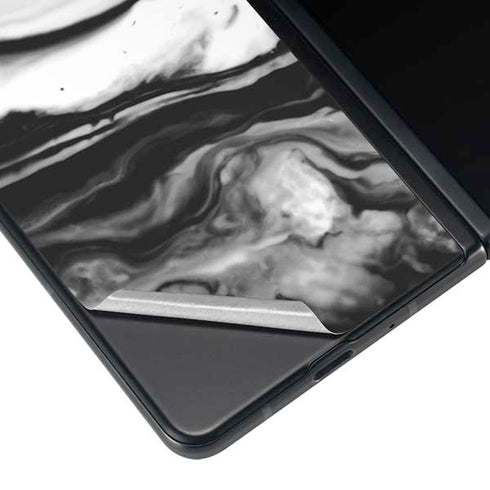 Black and White Marble Ink Galaxy Z Fold4 5G Skin