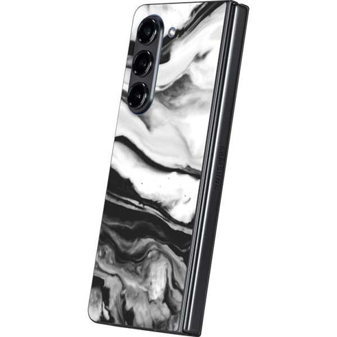 Black and White Marble Ink Galaxy Z Fold5 5G Skin