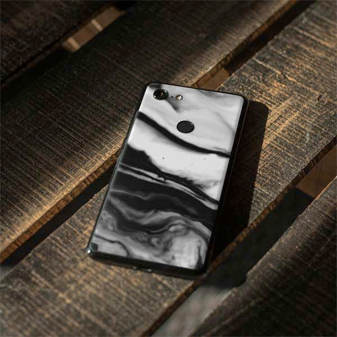 Black and White Marble Ink Google Pixel 3 Skin