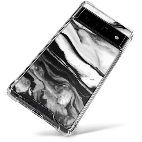 Black and White Marble Ink Google Pixel 6 Clear Case