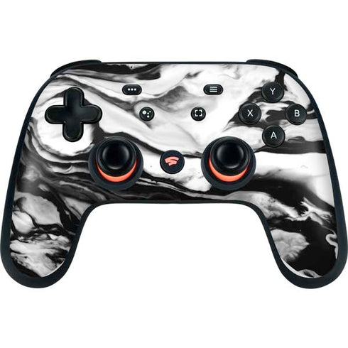 Black and White Marble Ink Google Stadia Controller Skin