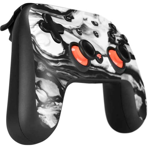 Black and White Marble Ink Google Stadia Controller Skin