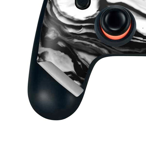 Black and White Marble Ink Google Stadia Controller Skin