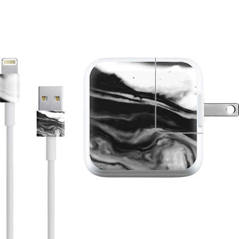 Black and White Marble Ink iPad Charger (10W USB) Skin