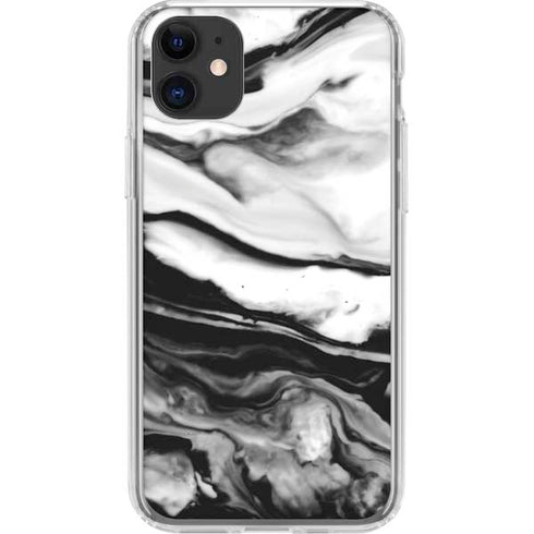 Black and White Marble Ink iPhone 11 Clear Case