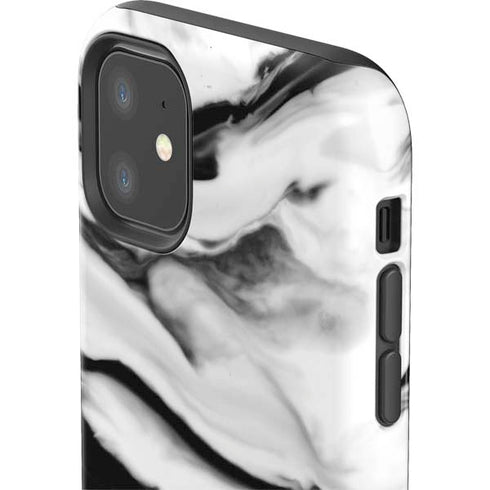 Black and White Marble Ink iPhone 11 Impact Case