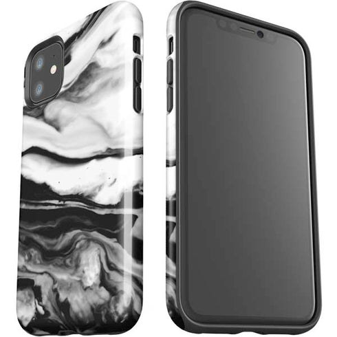 Black and White Marble Ink iPhone 11 Impact Case