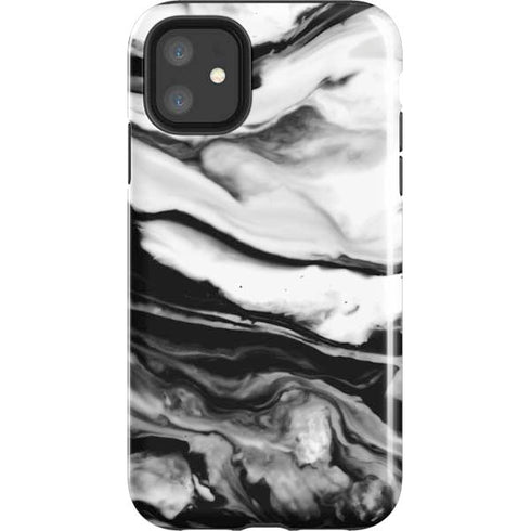 Black and White Marble Ink iPhone 11 Impact Case