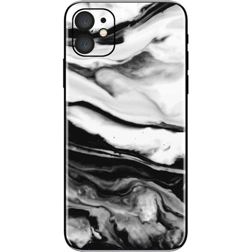 Black and White Marble Ink iPhone 11 Skin