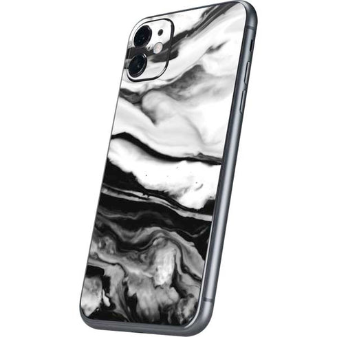 Black and White Marble Ink iPhone 11 Skin