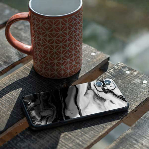Black and White Marble Ink iPhone 11 Skin