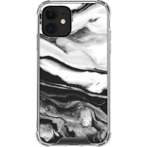 Black and White Marble Ink iPhone 12 Clear Case