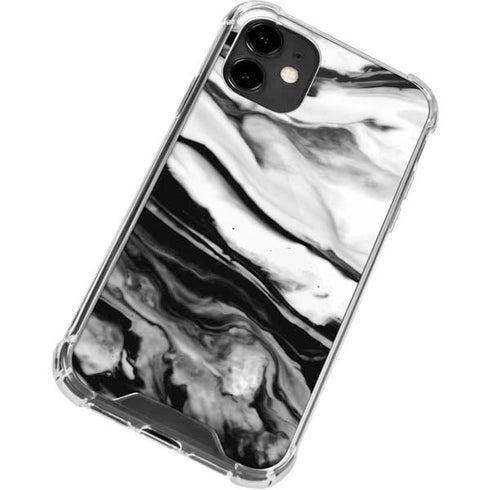 Black and White Marble Ink iPhone 12 Clear Case