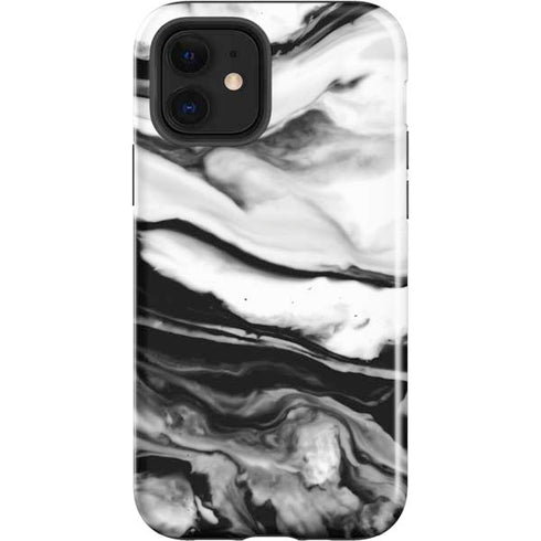 Black and White Marble Ink iPhone 12 Impact Case