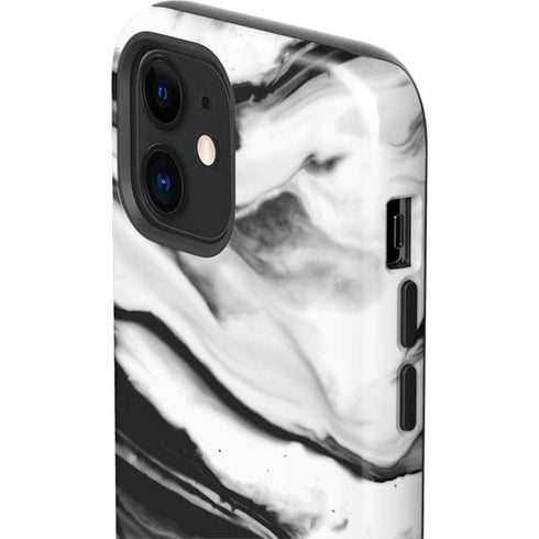 Black and White Marble Ink iPhone 12 Impact Case