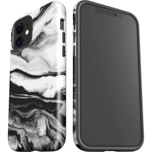 Black and White Marble Ink iPhone 12 Impact Case