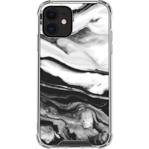 Black and White Marble Ink iPhone 12 Mini Clear Case