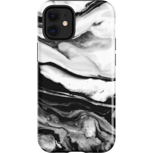 Black and White Marble Ink iPhone 12 Mini Impact Case