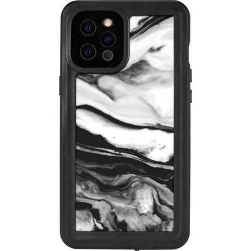 Black and White Marble Ink iPhone 12 Pro Max Waterproof Case