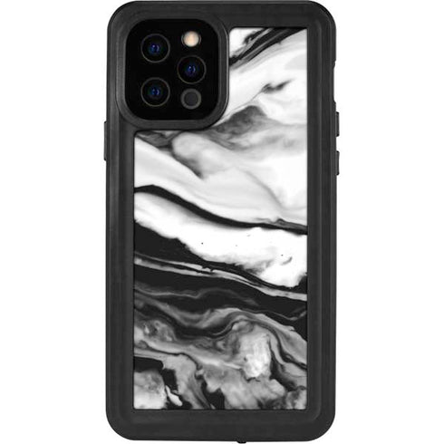 Black and White Marble Ink iPhone 12 Pro Waterproof Case