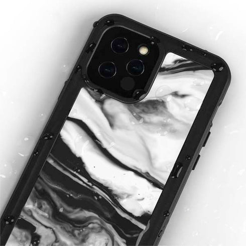 Black and White Marble Ink iPhone 12 Pro Waterproof Case