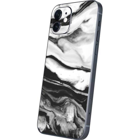 Black and White Marble Ink iPhone 12 Skin