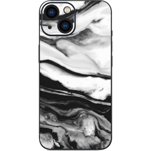 Black and White Marble Ink iPhone 13 Mini Skin