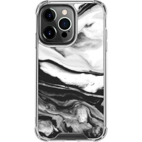 Black and White Marble Ink iPhone 13 Pro Clear Case