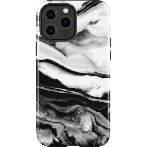 Black and White Marble Ink iPhone 13 Pro Max Impact Case