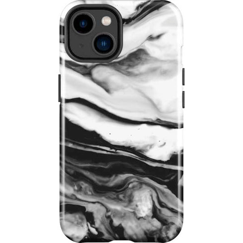 Black and White Marble Ink iPhone 15 Plus Impact Case