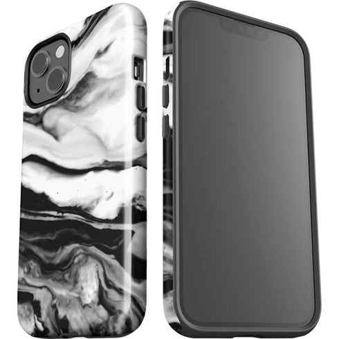 Black and White Marble Ink iPhone 15 Plus Impact Case