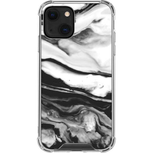 Black and White Marble Ink iPhone 14 Plus Clear Case