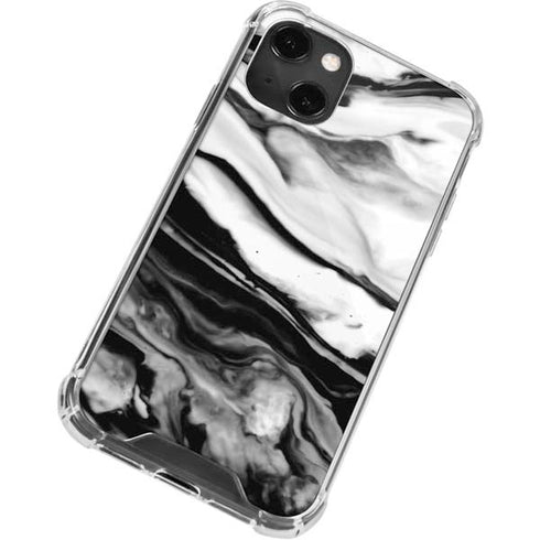 Black and White Marble Ink iPhone 14 Plus Clear Case