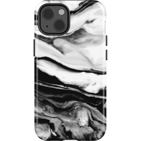 Black and White Marble Ink iPhone 15 Impact Case
