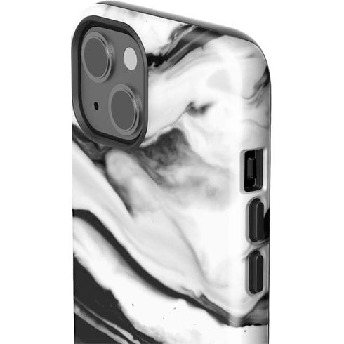 Black and White Marble Ink iPhone 15 Impact Case